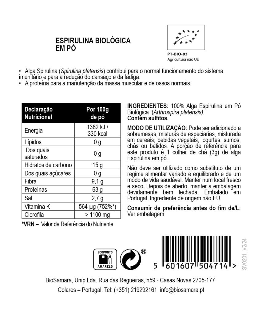 Espirulina em pó Biológica