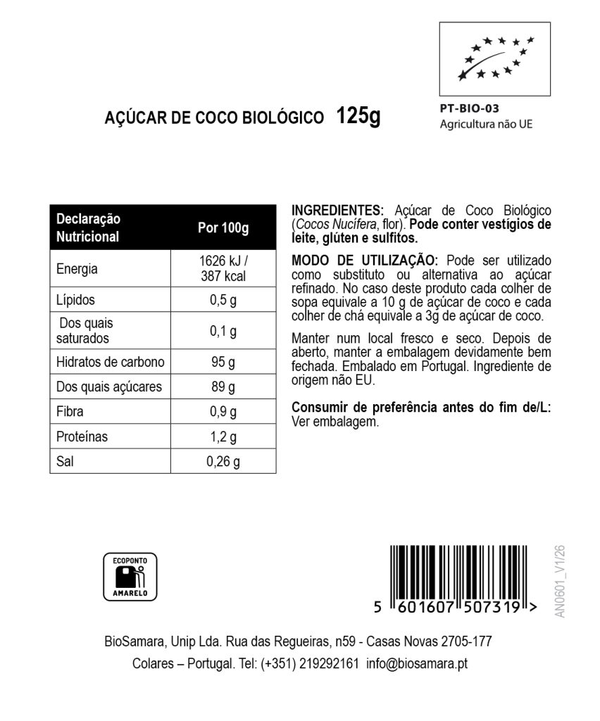 Açúcar de Coco Biológico
