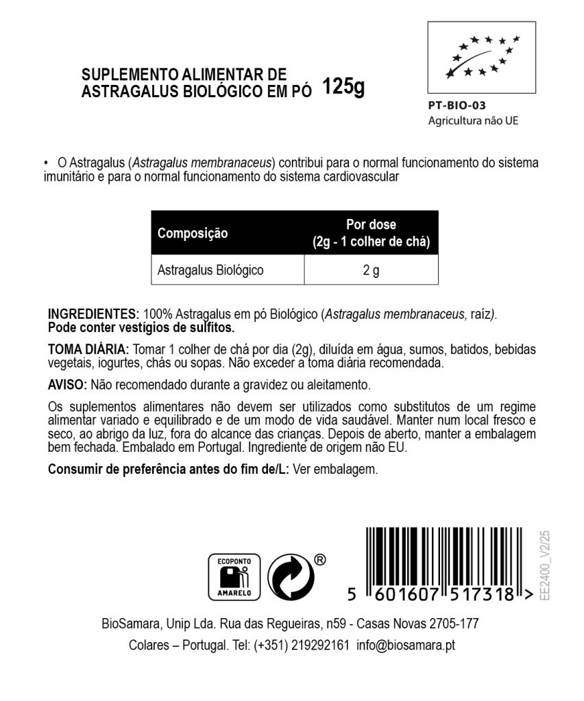 Astragalus em Pó Biológico