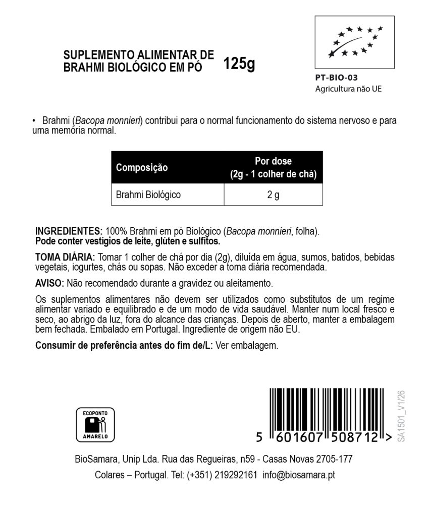 Brahmi em Pó Biológico