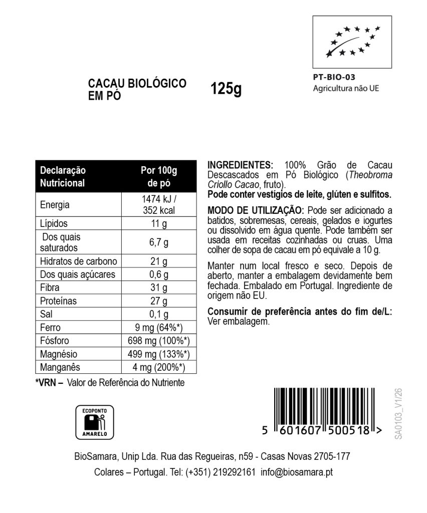 Cacau em Pó Biológico
