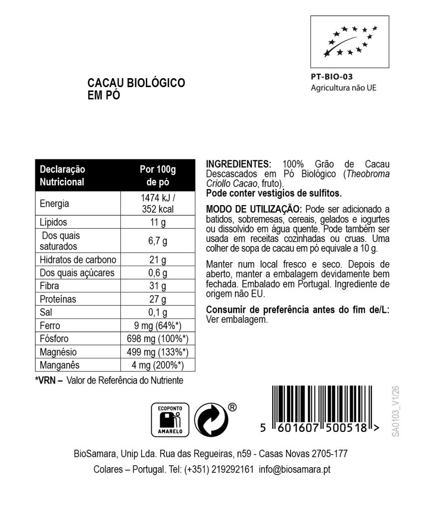 Cacau em Pó Biológico