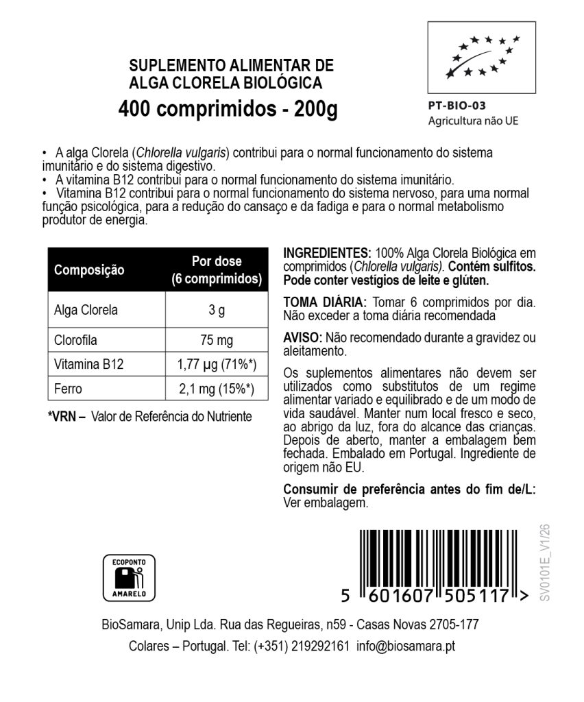 Clorela em Comprimidos Biológica