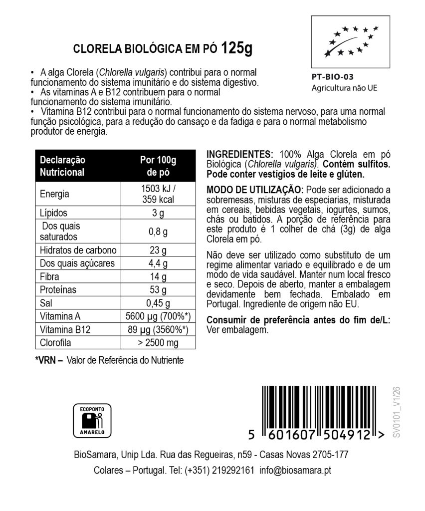 Clorela em Pó Biológica