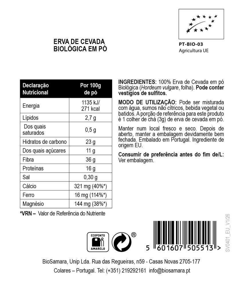 Erva de Cevada em Pó Biológica