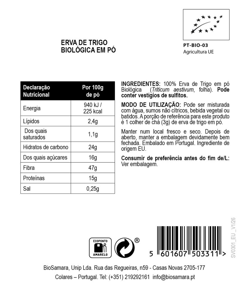 Erva de Trigo em Pó Biológica