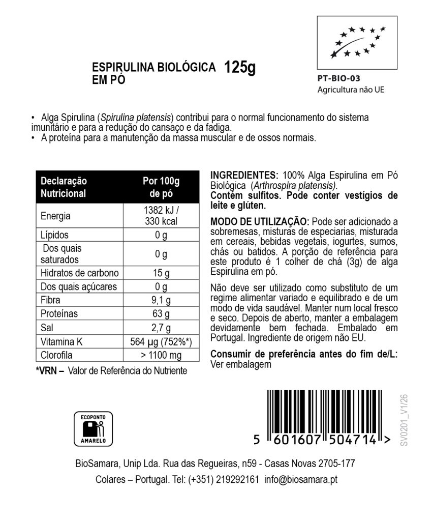 Espirulina em pó Biológica