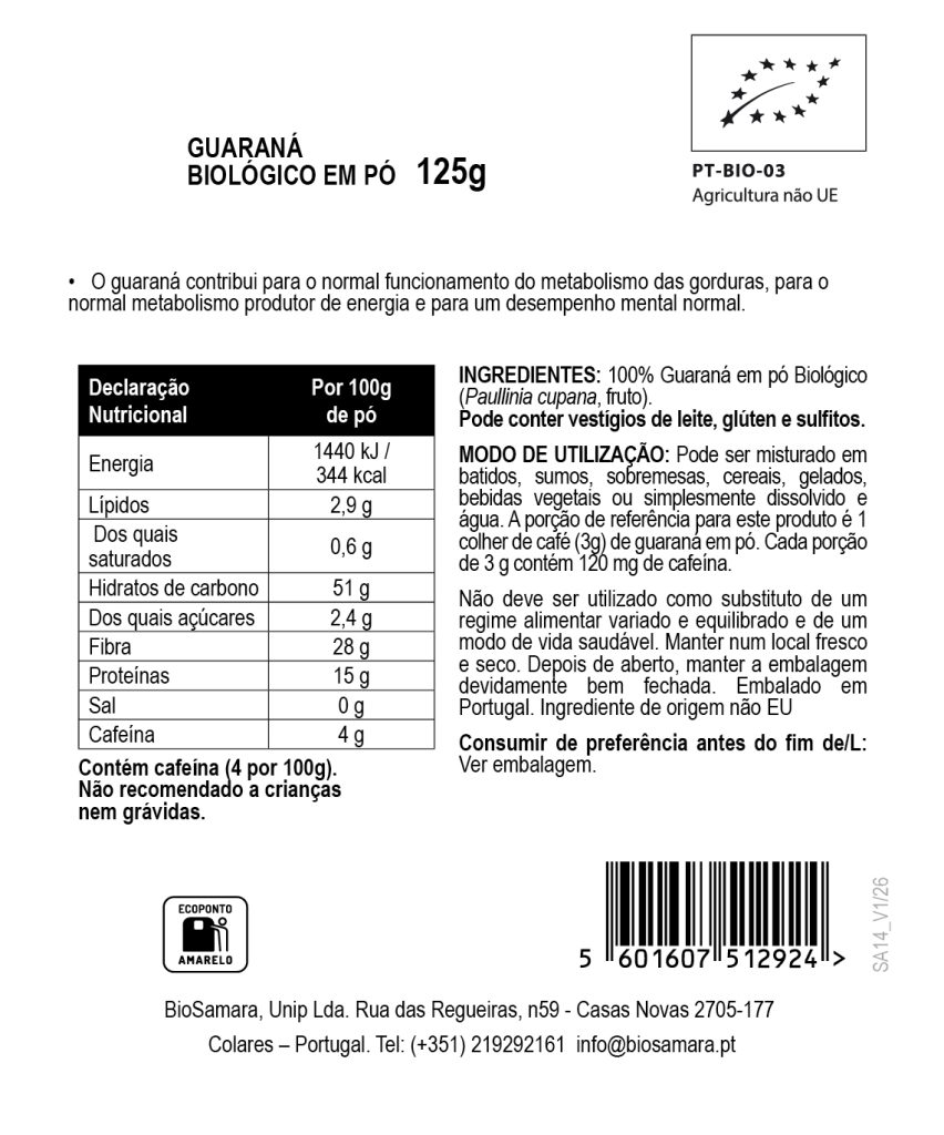 Guaraná em Pó Biológico
