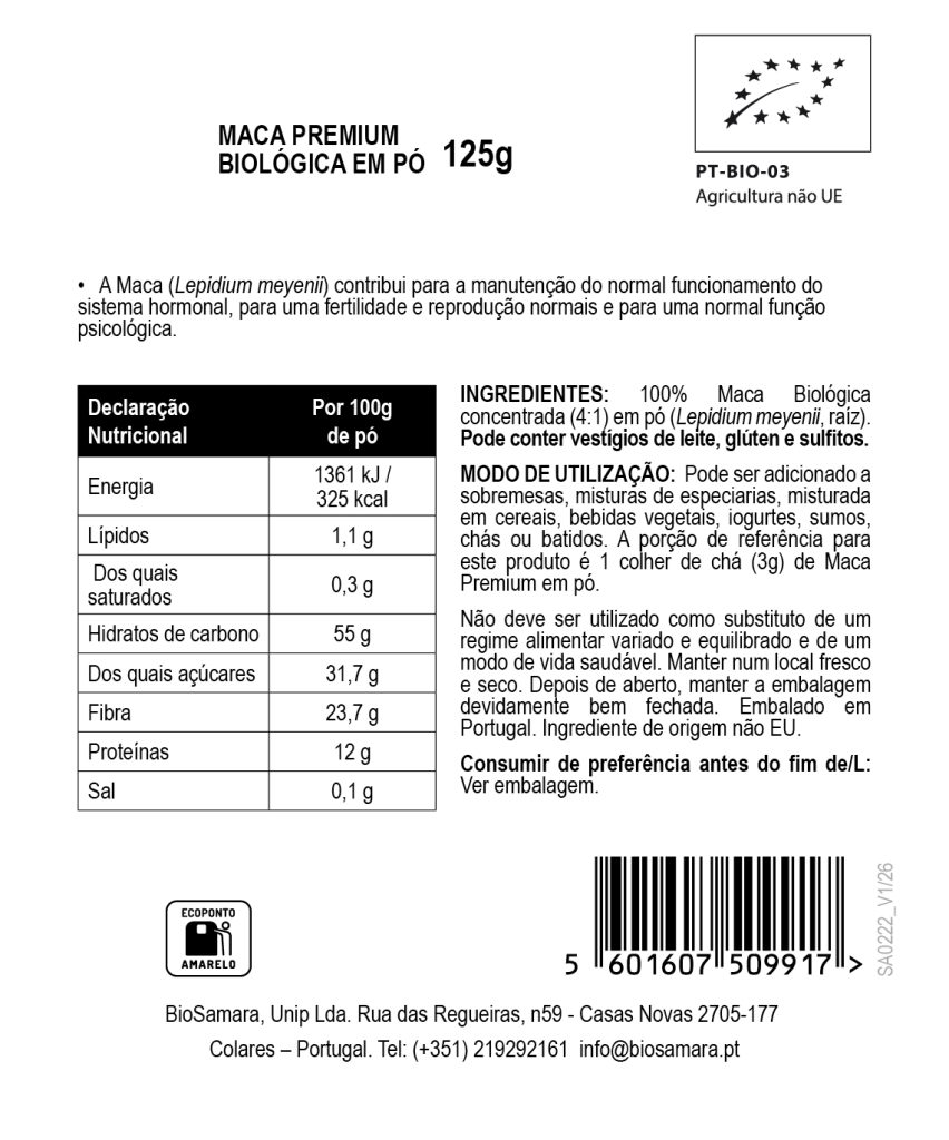 Maca Premium (4:1) em Pó Biológica