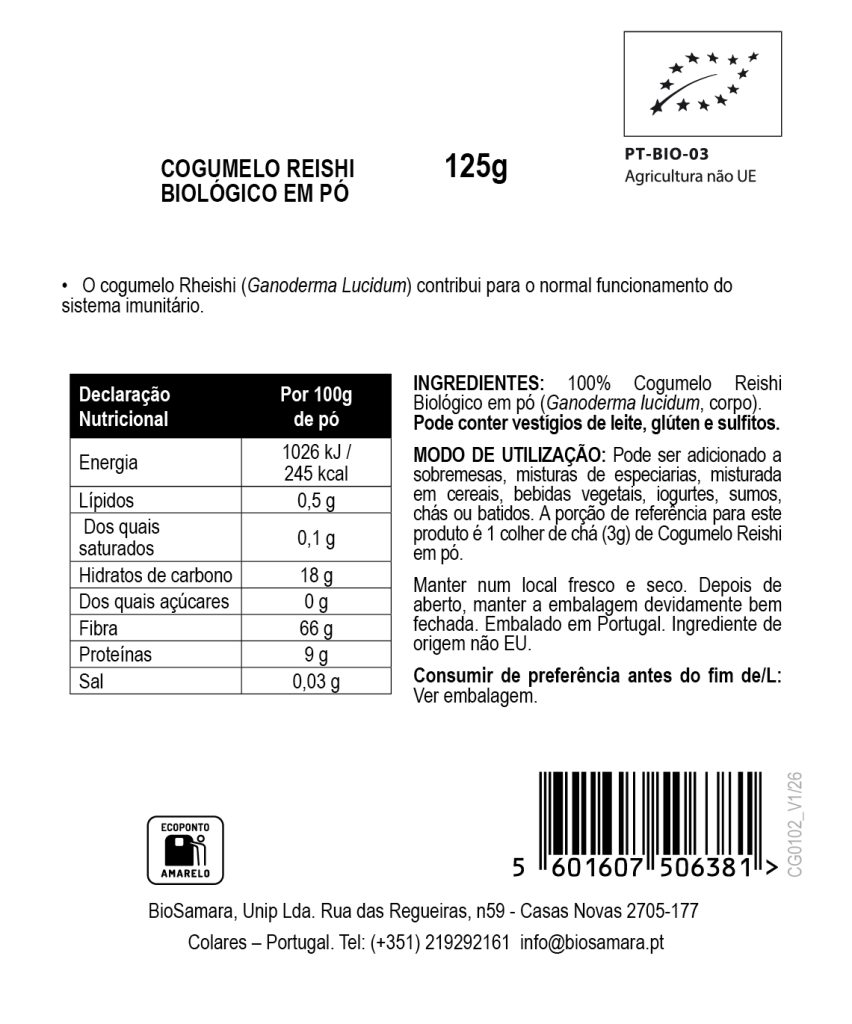 Cogumelo Reishi em Pó Biológico