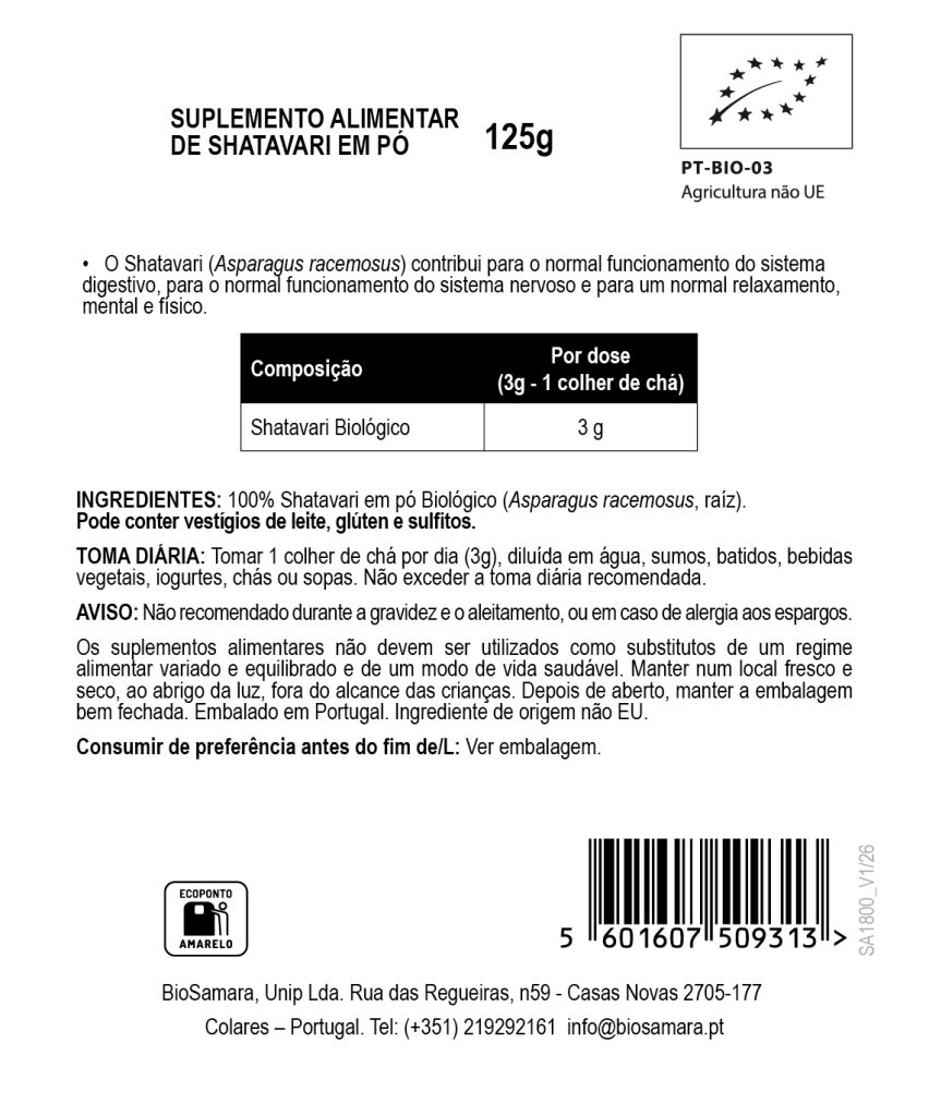 Shatavari em Pó Biológica