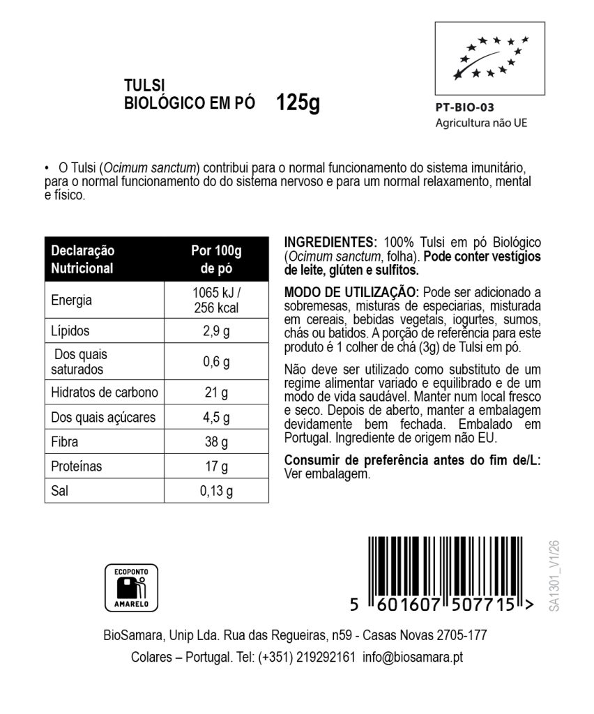 Tulsi em Pó Biológico