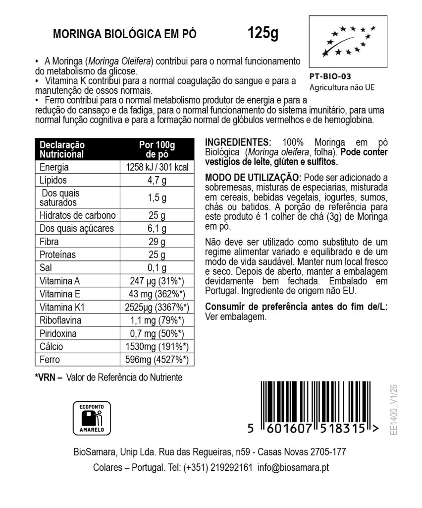 Moringa em Pó Biológica