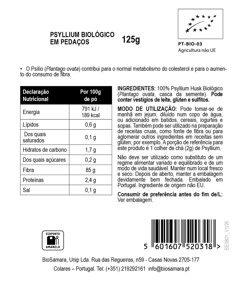 Psyllium Husk em Pedaços/Flocos Biológico