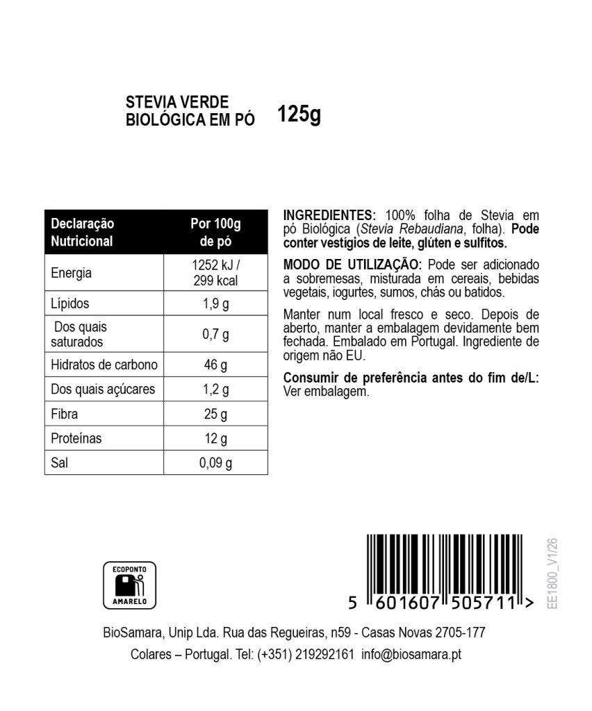 Stevia Verde em Pó (Não Biológico)