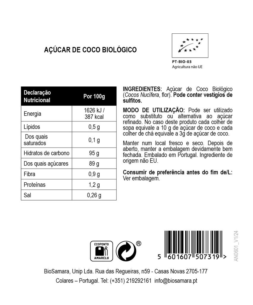 Açúcar de Coco Biológico