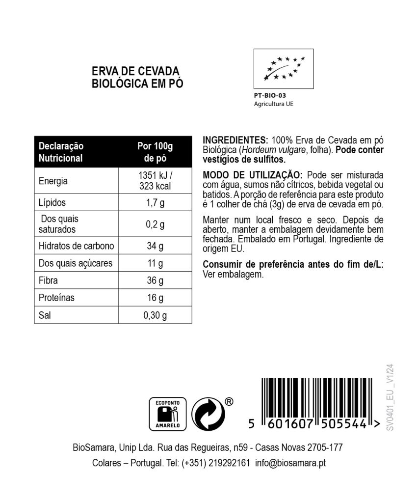 Erva de Cevada em Pó Biológica