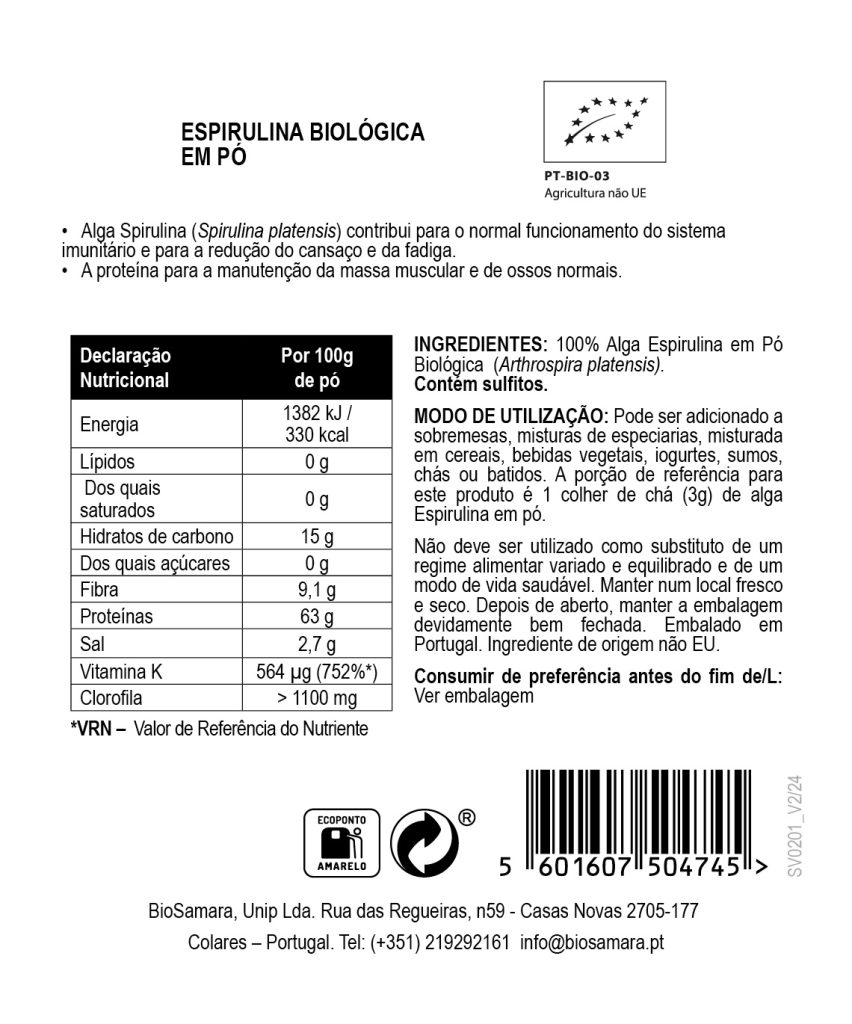 Espirulina em pó Biológica