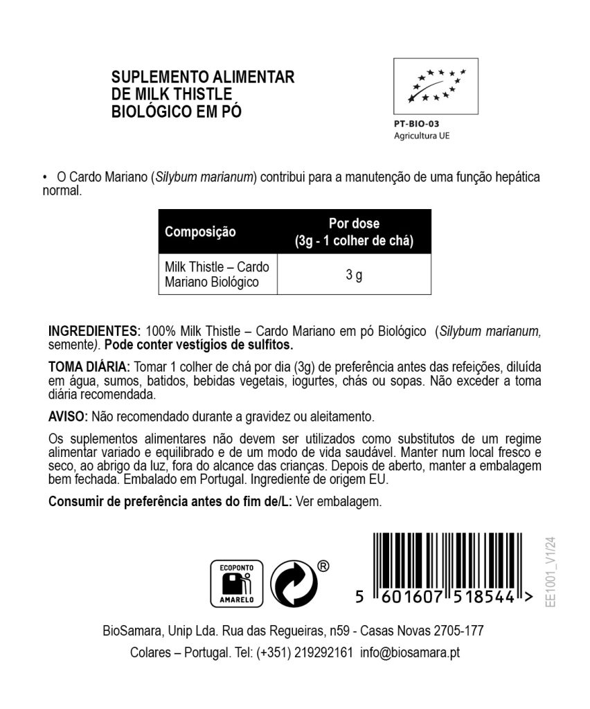 Milk Thistle em Pó Biológico