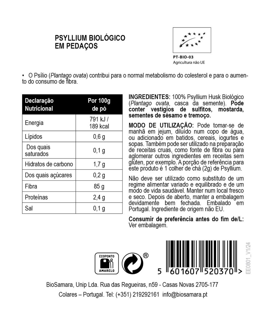 Psyllium Husk em Pedaços/Flocos Biológico