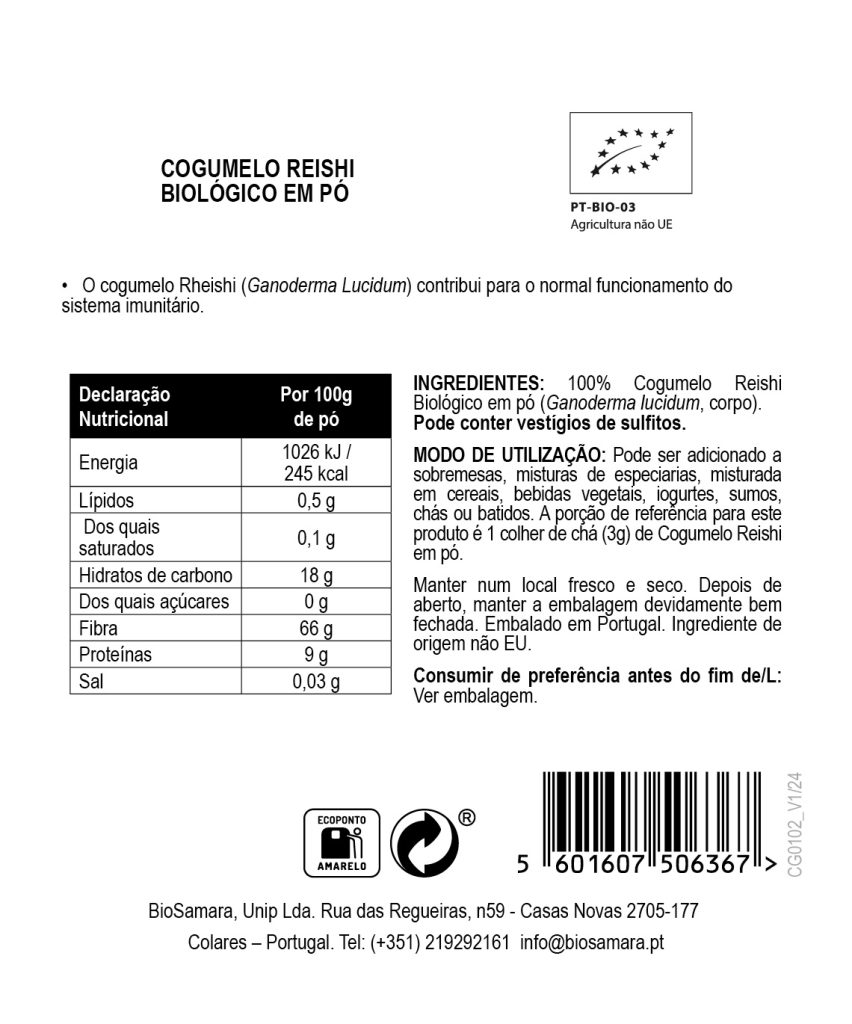 Cogumelo Reishi em Pó Biológico