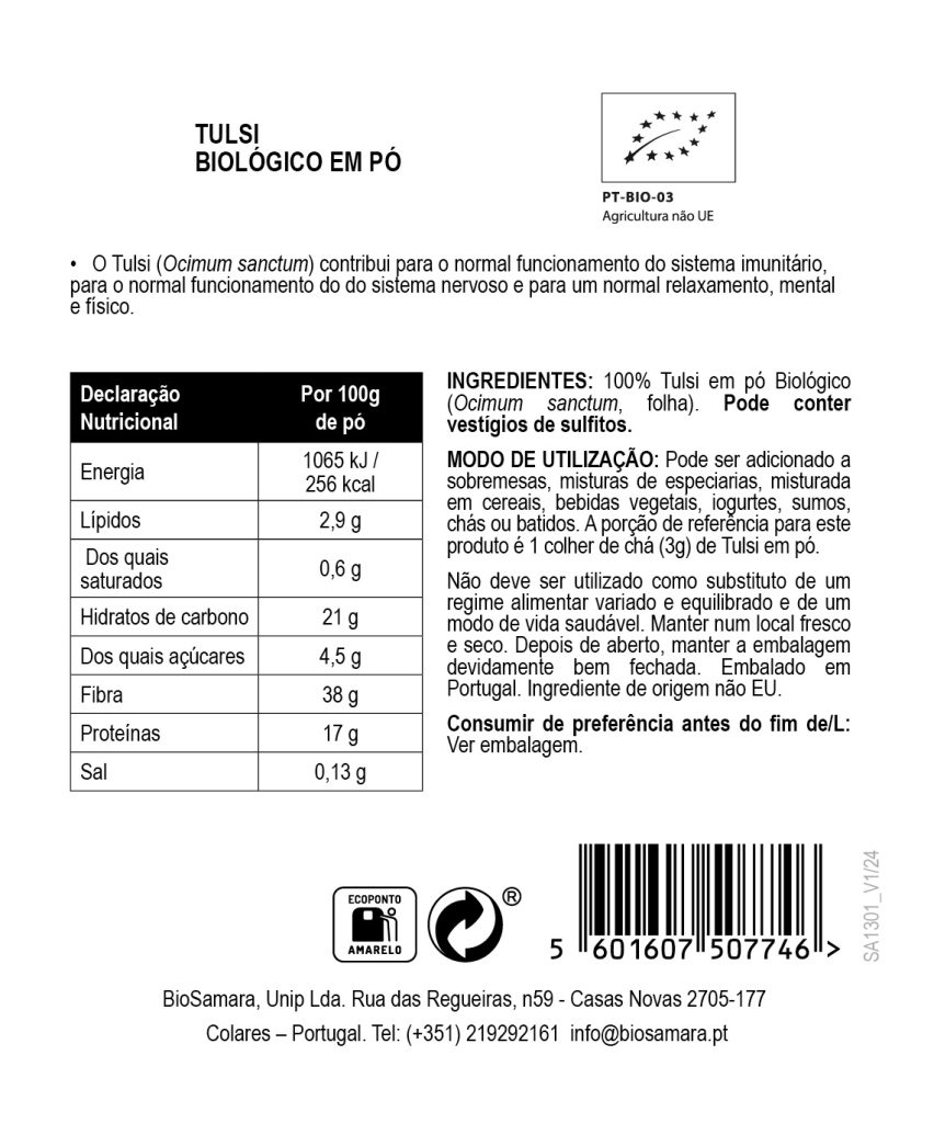 Tulsi em Pó Biológico